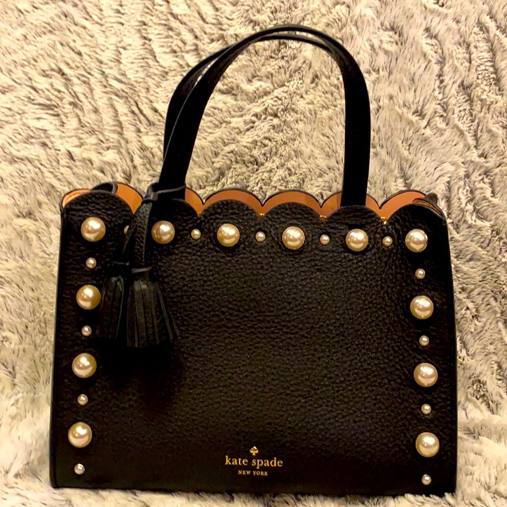 Kate Spade Small Crossbody Black Leather Pearl Embellished Bag